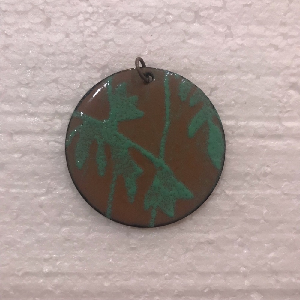 Vintage Artist Made Metal Hand Painted Enamel Disc